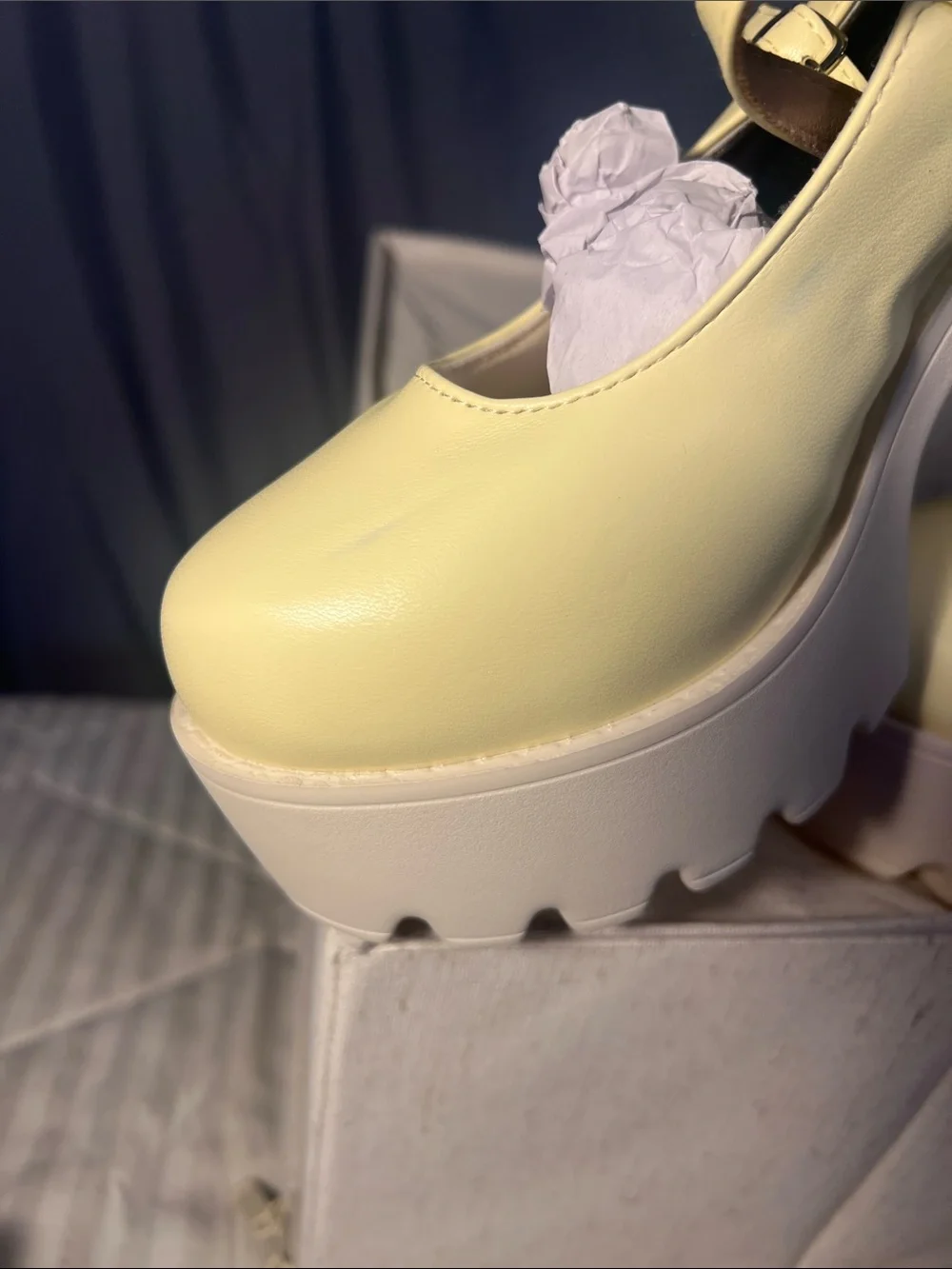 SHEIN Pale Yellow Platform Mary Jane Heels